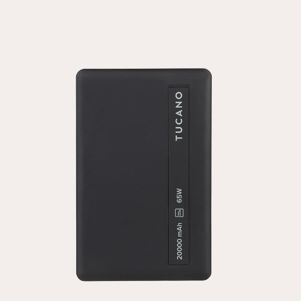 TUCANO POWERBANK PER NOTEBOOK 20.000mAh 65W ULTRASOTTILE 3 USCITE - 2 x USB-C - 1 x USB-A DISPLAY PER CONTROLLO RICARICA NERO