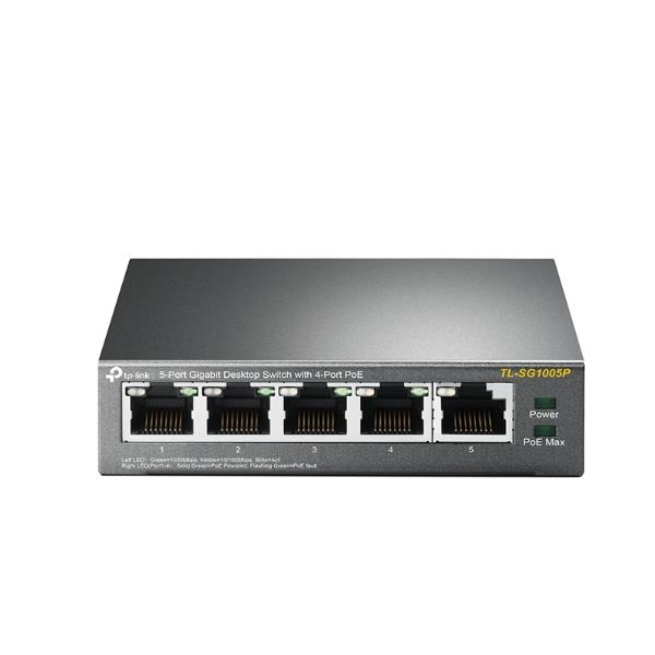 TP-Link TL-SG1005P - Switch - unmanaged - 4 x 10/100/1000 (PoE) + 1 x 10/100/1000 - desktop - PoE (56 W)