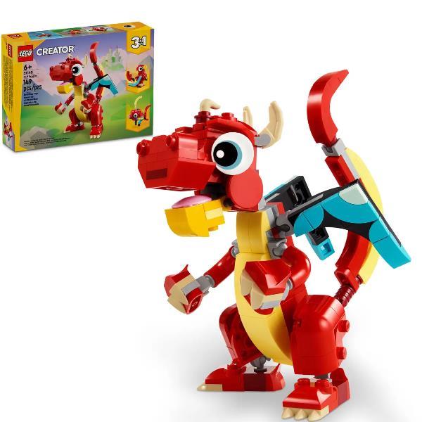 LEGO CREATOR 3 IN 1 DRAGO ROSSO RICOSTRUIBILE IN PESCE E FENICE