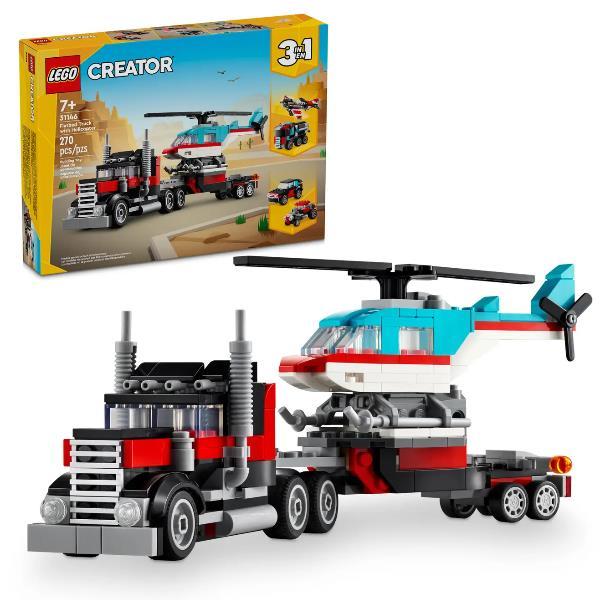 LEGO CREATOR 3 IN 1 AUTOCARRO CON ELICOTTERO 3 SET DIVERSI UTILIZZANDO GLI STESSI MATTONCINI