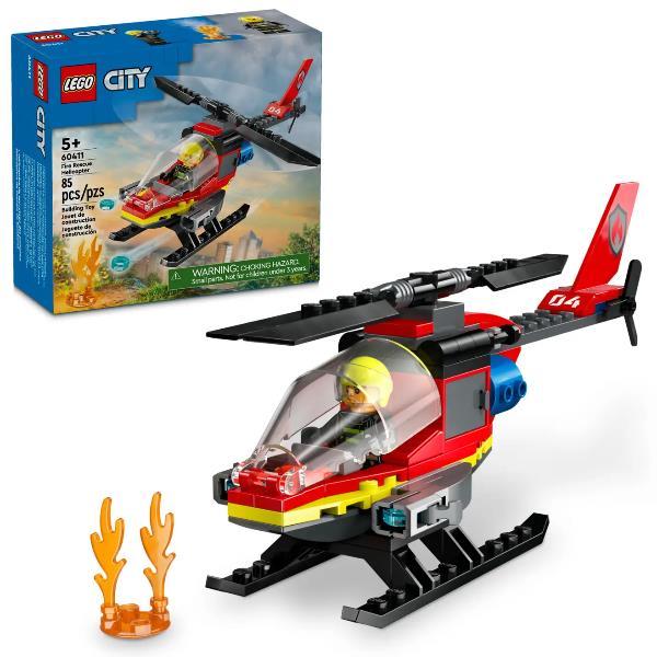 LEGO CITY ELICOTTERO DEI POMPIERI CON MINIFIGURA DEL PILOTA VIGILE DEL FUOCO