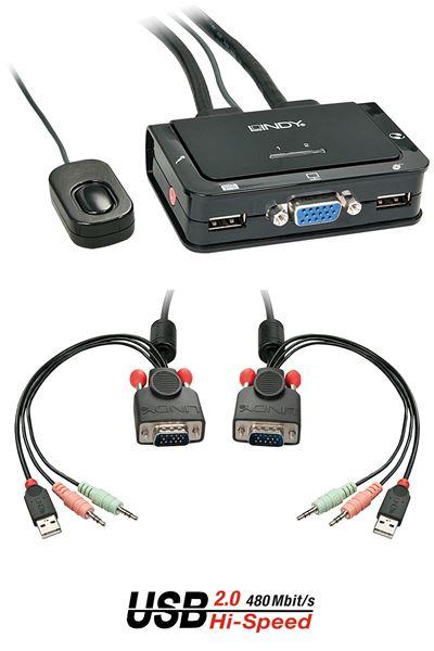 Lindy VGA KVM Switch Compact USB 2.0 Audio …