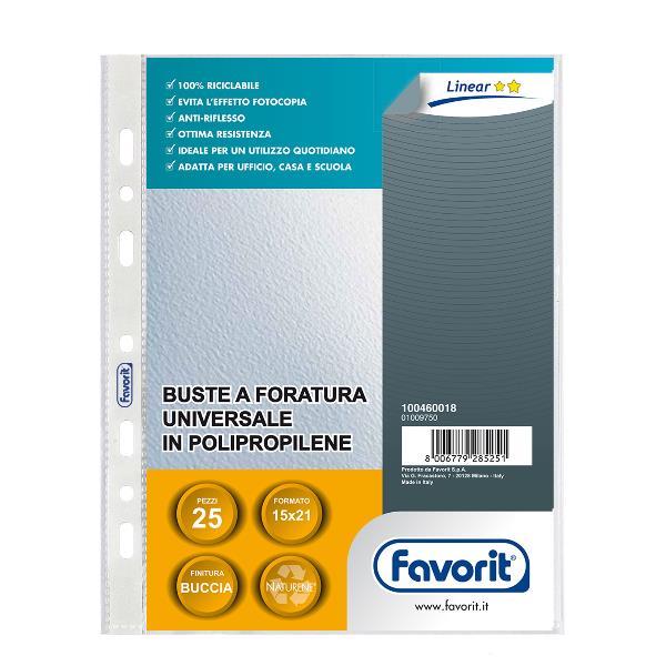 Favorit LINEAR - Busta trasparente - per 150 x 210 mm - trasparente (pacchetto di 25)