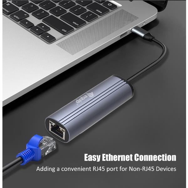 EQUIP 133486 HUB DI INTERFACCIA USB-C A RJ45 GIGABIT 1000 MBIT/S + PD 100W NERO GRIGIO