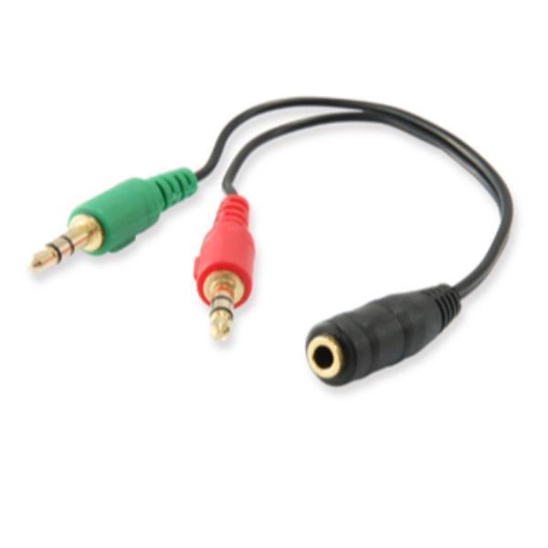 Equip Life Audio Split Cable - Adattatore audio - mini jack stereo maschio a mini-jack a 4 poli femmina - 13 cm - nero
