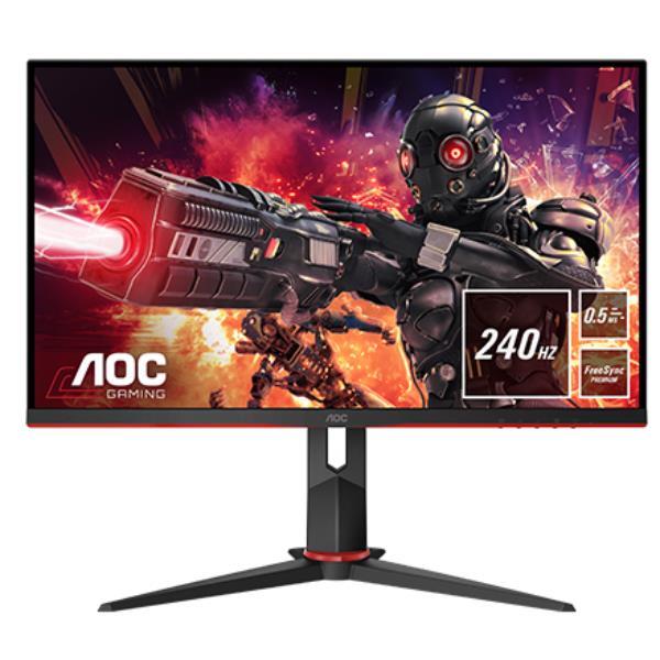 AOC Gaming 24G2ZE/BK - Monitor a LED - 23.8" - 1920 x 1080 Full HD (1080p) @ 240 Hz - TN - 350 cd/m² - 1000:1 - 0.5 ms - 2xHDMI, DisplayPort - nero, rosso