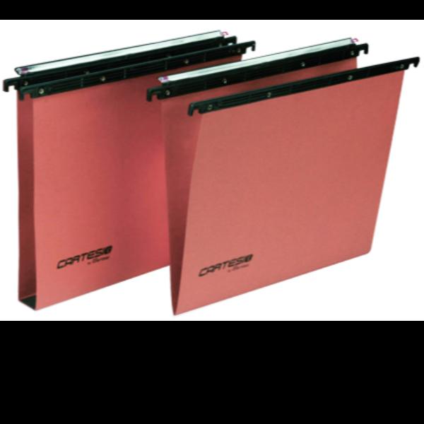 Bertesi Cartesio Plus - Cartella sospesa - V-Base - con schede - arancione (pacchetto di 25)