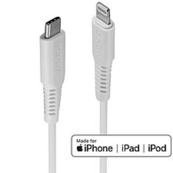 LINDY 3M USB C AN LIGHTNING KABEL, WEIß
