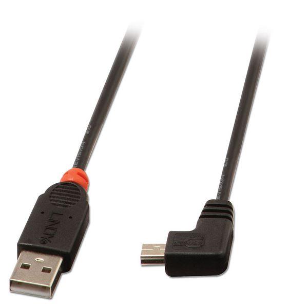 Lindy - Cavo USB - USB (M) a mini-USB Type B (M) - USB 2.0 - 50 cm - connettore 90°, stampato