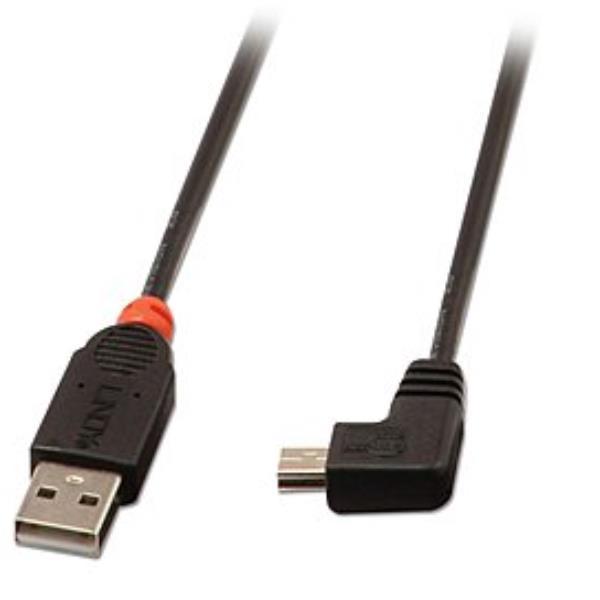 Lindy - Cavo USB - USB (M) a mini-USB Type B (M) - USB 2.0 - 2 m - connettore 90°, stampato
