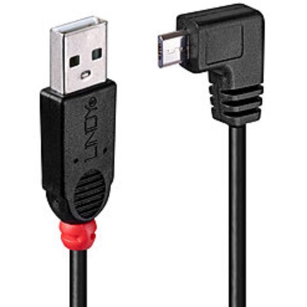 Lindy - Cavo USB - USB (M) a Micro-USB Tipo B (M) - USB 2.0 - 50 cm - connettore 90°, stampato