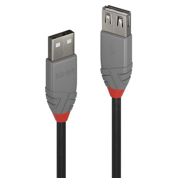 Lindy Anthra Line - Cavo USB - USB (M) a USB (M) - USB 2.0 - 5 m - di forma rotonda - nero