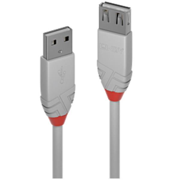 Lindy Prolunga USB 2.0 Tipo A Anthra Line, Grigio, 1m