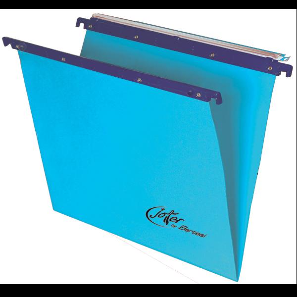 BERTESI JOKER CARTELLE SOSPESE PER CASSETTO IN CARTONCINO ECOLOGICO INTERASSE 398MM FONDO A V COL.AZZURRO CONF 25 Pz.