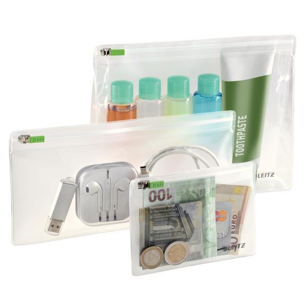 Leitz Complete Traveller - Portafoglio per doumenti con cerniera - trasparente (pacchetto di 3)