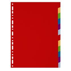 Exacompta - Divisorio - 12 parti - per A4 - con schede - colori assortiti