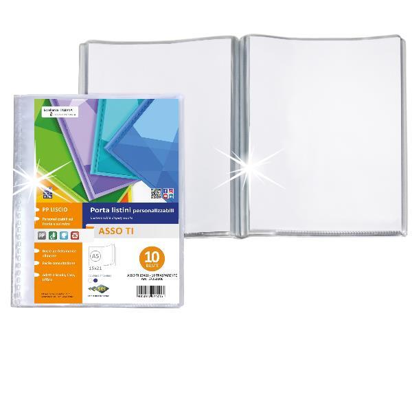 SEI ROTA ASSO TI PORTALIISTINI PERSONALIZZABILE IN PP 210X150 mm A5 100 BUSTE TRASPARENTE