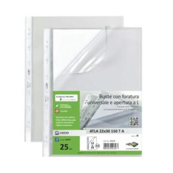 SEI ATLA T A - Busta trasparente - per A4, 220 x 300 mm - trasparente (pacchetto di 25)