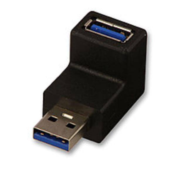 Lindy USB 3.0 90 Degree Up Type A Male to Female Right Angle Adapter - Adattatore USB - USB Type B (F) a USB Tipo A (M) - USB 3.0 - connettore 90° - nero
