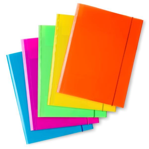 Plastidea FLUO - Cartelletta a 3 lembi - per A4 - disponibile in colori assortiti
