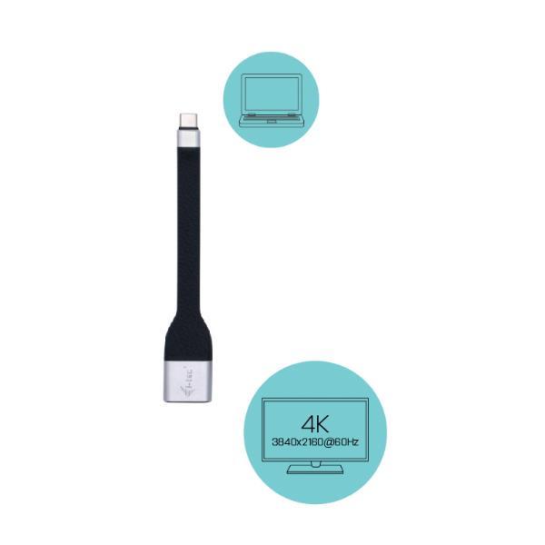 i-Tec USB-C Flat DP Adapter 4K/60 Hz - Cavo adattatore - USB-C (M) a DisplayPort (M) - Thunderbolt 3 - 11.5 m - supporto 4K - nero