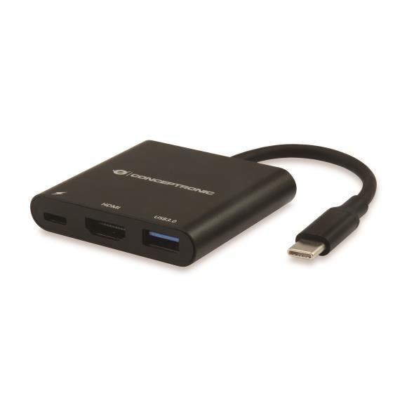 Conceptronic - Adattatore video - USB-C maschio a HDMI, USB Tipo A, USB-C femmina - supporto 4K