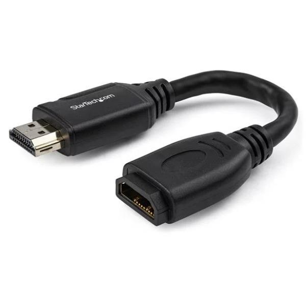 StarTech.com Cavo HDMI 2.0 prolunga salvaporta da 15cm - 4K 60Hz - Adattatore Maschio Femmina HDMI (HD2MF6INL) - Prolunga HDMI - HDMI maschio dritto a HDMI femmina dritto - 15.2 cm - a doppia schermatura - nero - supporto 4K