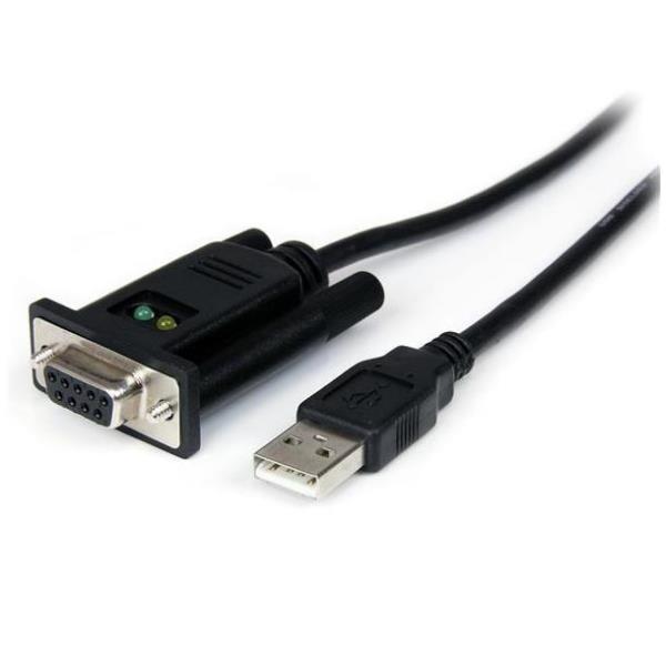 StarTech.com Cavo adattatore seriale DCE 1 porta USB a RS232 DB9 null modem con FTDI - Scheda seriale - USB 2.0 - RS-232 - nero