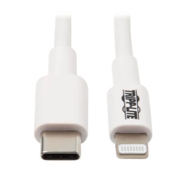 Tripp Lite Lightning to USB C Sync / Charging Cable Apple iPhone iPad USB Type C USB-C USB Type-C 3ft - Cavo USB - USB-C (M) a Lightning (M) - USB 2.0 - 20 V - 3 A - 90 cm - bianco