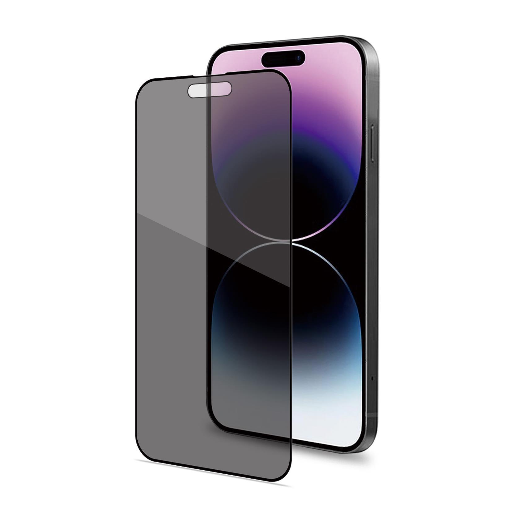 Celly Privacy Full Glass - Protezione per schermo per telefono cellulare - 3D - vetro - con filtro privacy - A due vie - colore telaio nero - per Apple iPhone 15 Pro Max