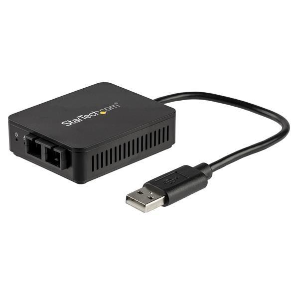 StarTech.com Adattatore di rete USB 2.0 a Fibre ottiche - Convertitore SFP con slot aperto - 2km - Adattatore di rete - USB 2.0 - 100Base-FX/100Base-SC x 1 - 1310 nm - nero