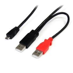 StarTech.com Cavo a doppia alimentazione per disco rigido esterno HDD a splitter Y - cavo dual USB A a micro B da 91cm - Cavo USB - USB (M) a Micro-USB Tipo B (M) - 91 cm - nero