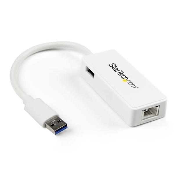 StarTech.com Adattatore Ethernet USB 3.0 a RJ45 - Adattatore di rete USB 3.0 NIC con porta USB Passthrough integrata (USB31000SPTW) - Adattatore di rete - USB 3.0 - Gigabit Ethernet - bianco