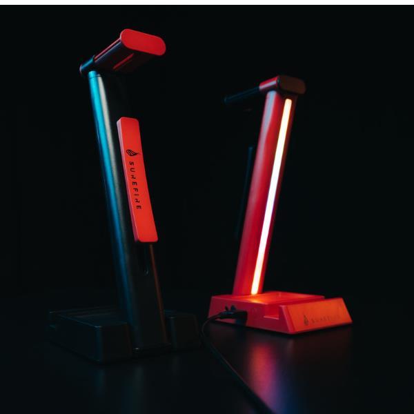 SUREFIRE VINSON N2 SUPPORTO MULTIFUNZIONE PER CUFFIE GAMING CON ILLUMINAZIONE RGB E HUB USB (USB-A + USB-C + 3,5 MM AUDIO) SUPPORTO DA 28 CM