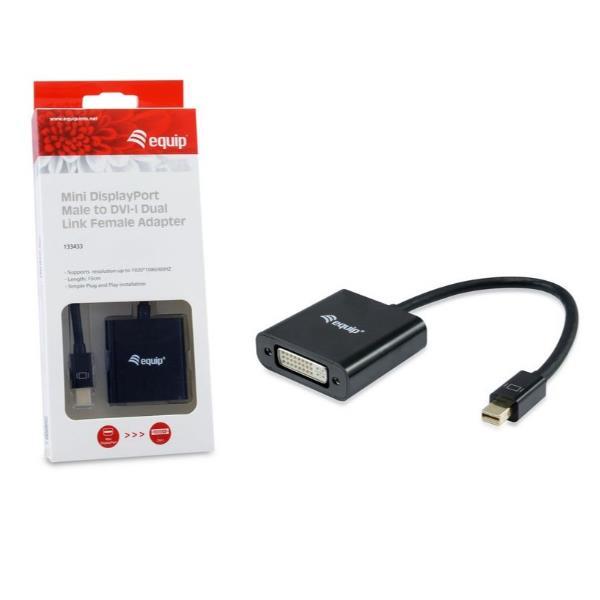 EQUIP 133433 ADATTATORE MINI DISPLAYPORT/DVI-D M/F COLORE NERO