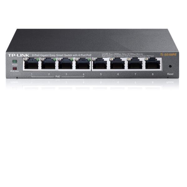 TP-Link Easy Smart TL-SG108PE - Switch - intelligente - 4 x 10/100/1000 (4 PoE) + 4 x 10/100/1000 - desktop - PoE (55 W)
