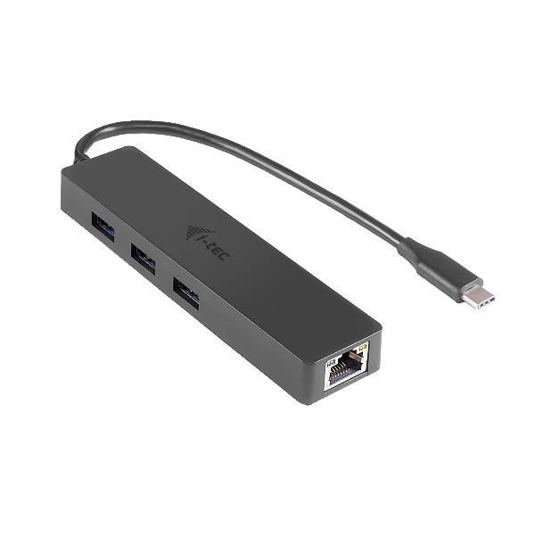 i-Tec USB C Slim 3-port HUB with Gigabit Ethernet adapter - Hub - 3 x SuperSpeed USB 3.0 + 1 x 10/100/1000 - desktop