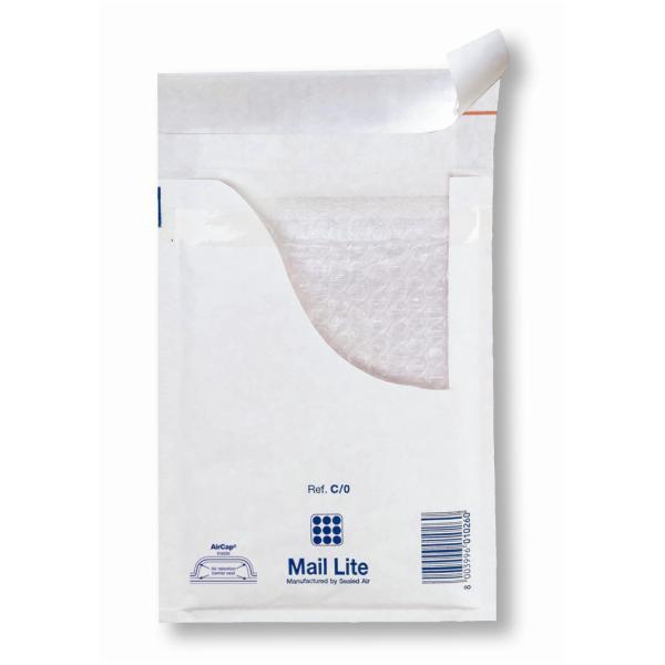 Mail Lite K/7 - Busta postale - 350 x 470 mm - rettangolare - estremità aperta - autoadesiva - pluriball - bianco - pacco da 50