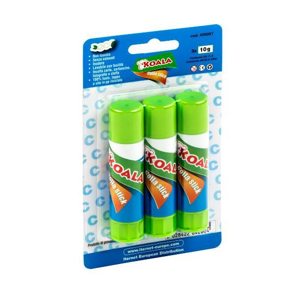 KOALA - Colla in stick - 10 g - non permanente - PVP (polivinilpirrolidone) (pacchetto di 3)