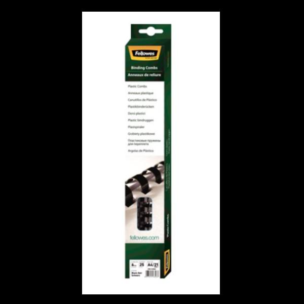 FELLOWES DORSO A SPIRALE IN PLASTICA PASSO 9/16 mm 21 ANELLI DA 6 mm RILEGATURA 2/20 FOGLI BIANCO CONF 25 Pz.
