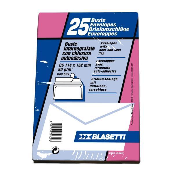 BLASETTI BUSTE DI CARTA SENZA FINESTRA CON STRIP 114X162 mm 80 GR COL. BIANCO CONF 25 Pz.