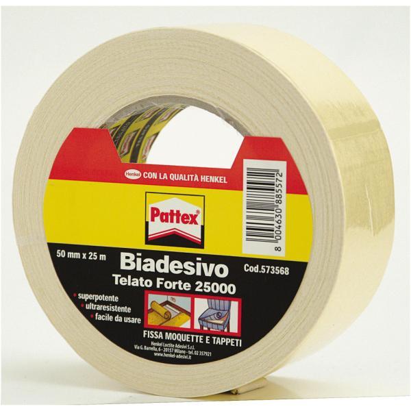 Pattex 25000 - Nastro biadesivo - 50 mm x 25 m - cotone - bianco