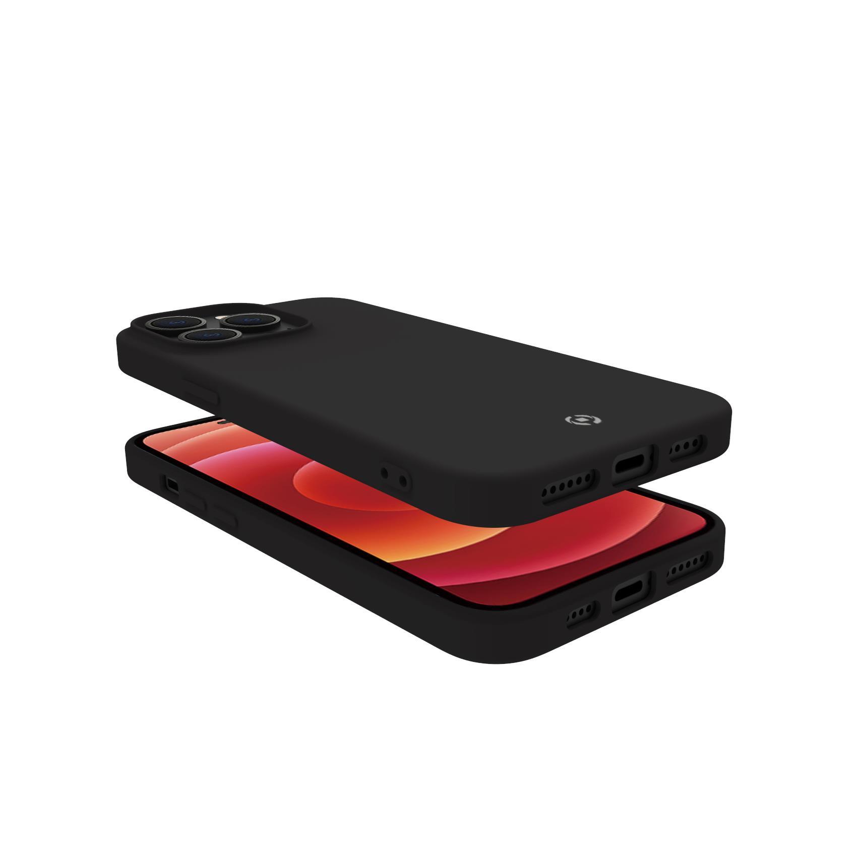 Celly Cromo - Cover per cellulare - TPU (poliuretano termoplastico), rivestimento in silicone - nero - per Apple iPhone 14 Pro Max