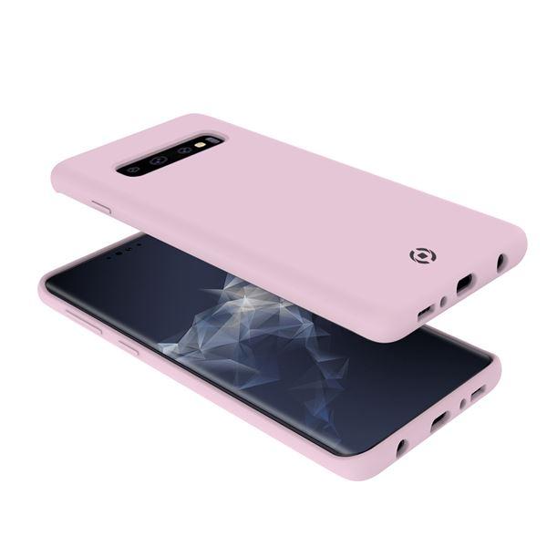 Celly FEELING - Cover per cellulare - silicone liquido - rosa, finitura soft-touch del rivestimento - per Samsung Galaxy S10+