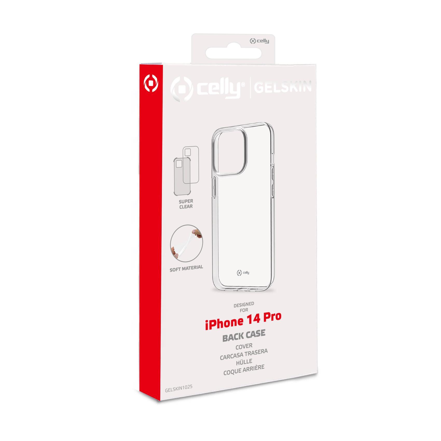 Celly Gelskin - Cover per cellulare - gomma morbida, TPU (poliuretano termoplastico) - trasparente - per Apple iPhone 14 Pro