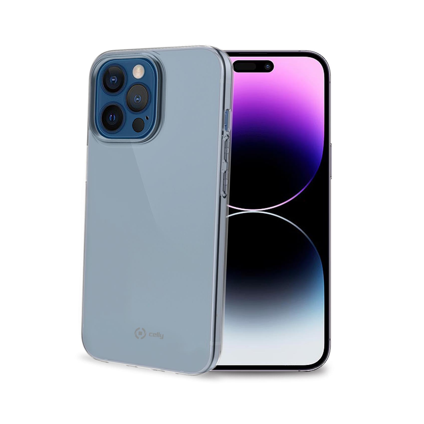Celly Gelskin - Cover per cellulare - gomma morbida, TPU (poliuretano termoplastico) - trasparente - per Apple iPhone 14 Pro Max