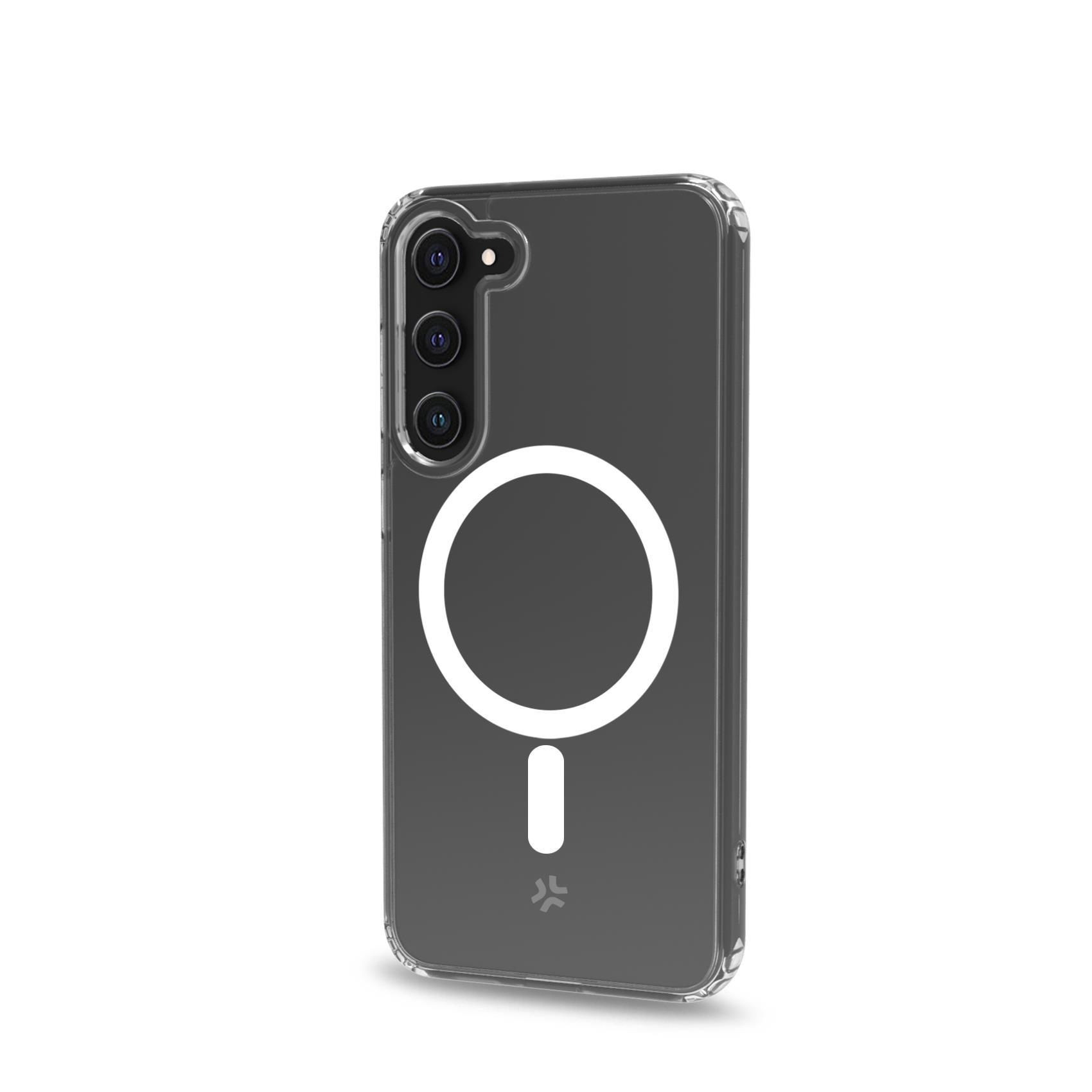 Celly GelskinMag - Cover per cellulare - compatibile MagSafe - policarbonato, TPU (poliuretano termoplastico) - trasparente - per Samsung Galaxy S23