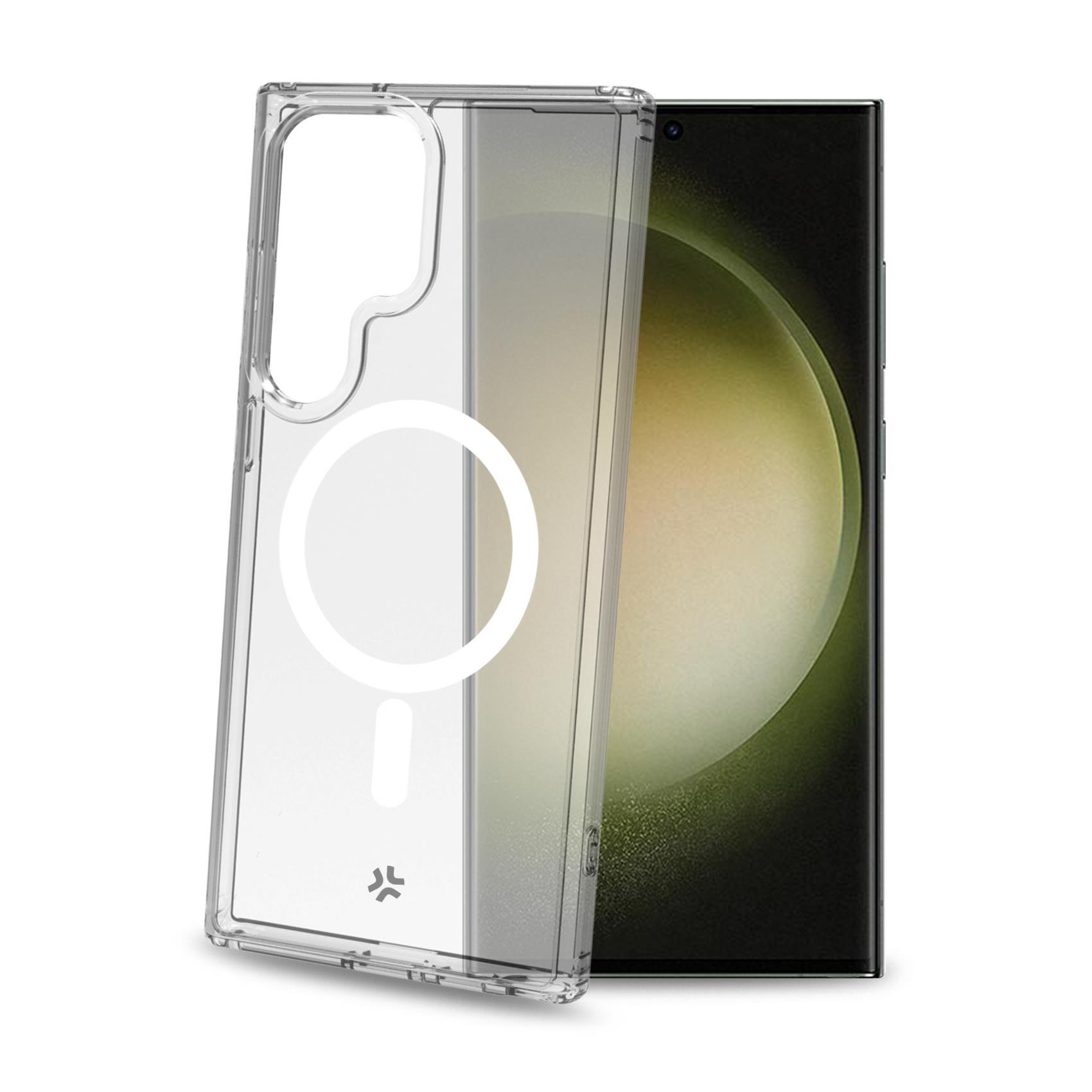 Celly GelskinMag - Cover per cellulare - compatibile MagSafe - policarbonato, TPU (poliuretano termoplastico) - trasparente - per Samsung Galaxy S23 Ultra