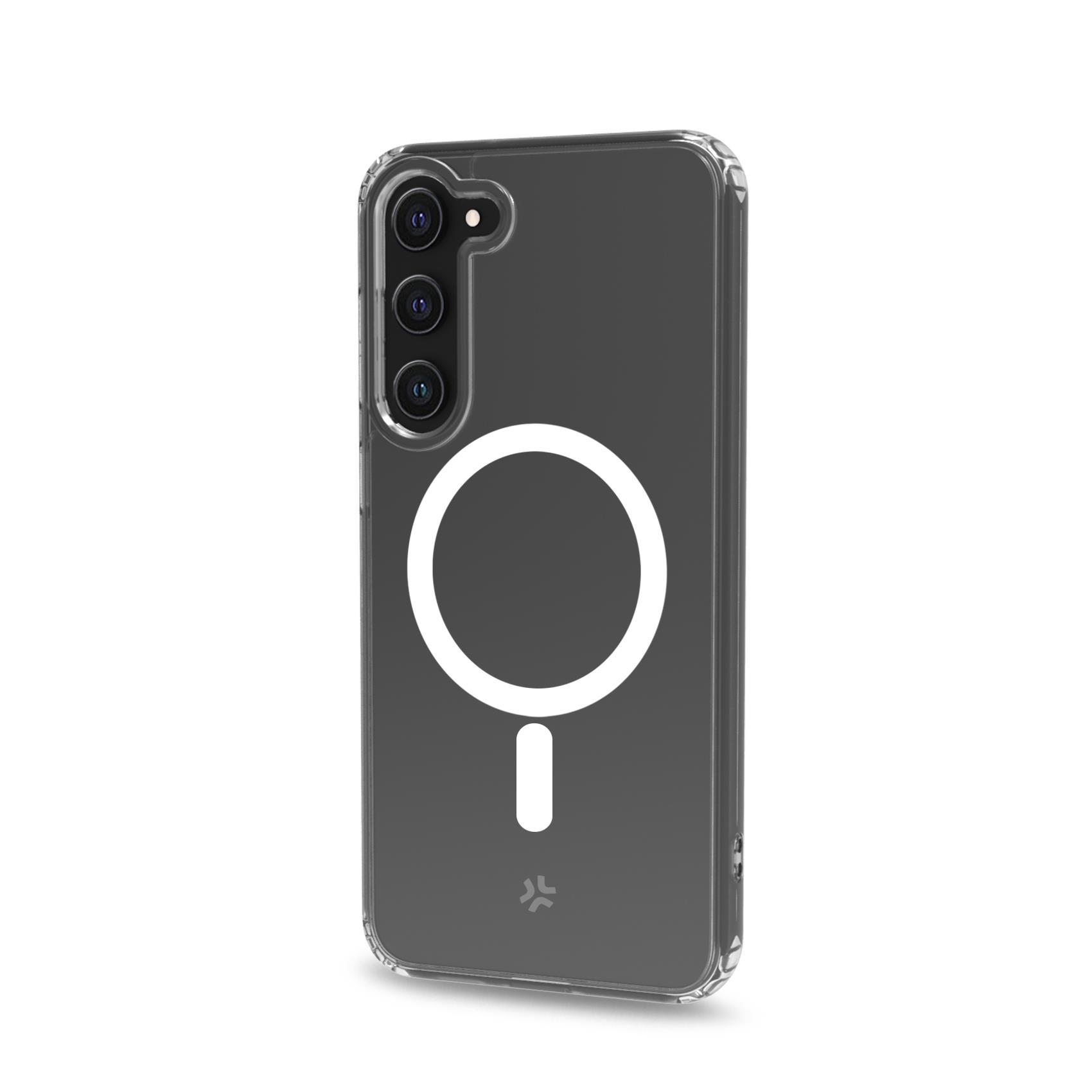 Celly GelskinMag - Cover per cellulare - compatibile MagSafe - policarbonato, TPU (poliuretano termoplastico) - trasparente - per Samsung Galaxy S23