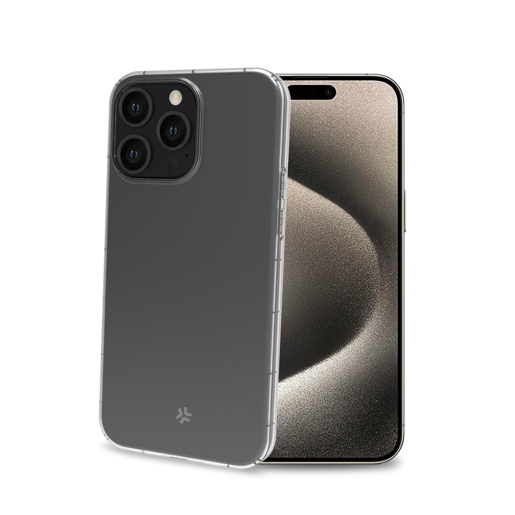 Celly HEXAGEL - Cover per cellulare - policarbonato, TPU (poliuretano termoplastico) - trasparente - per Apple iPhone 15 Pro Max